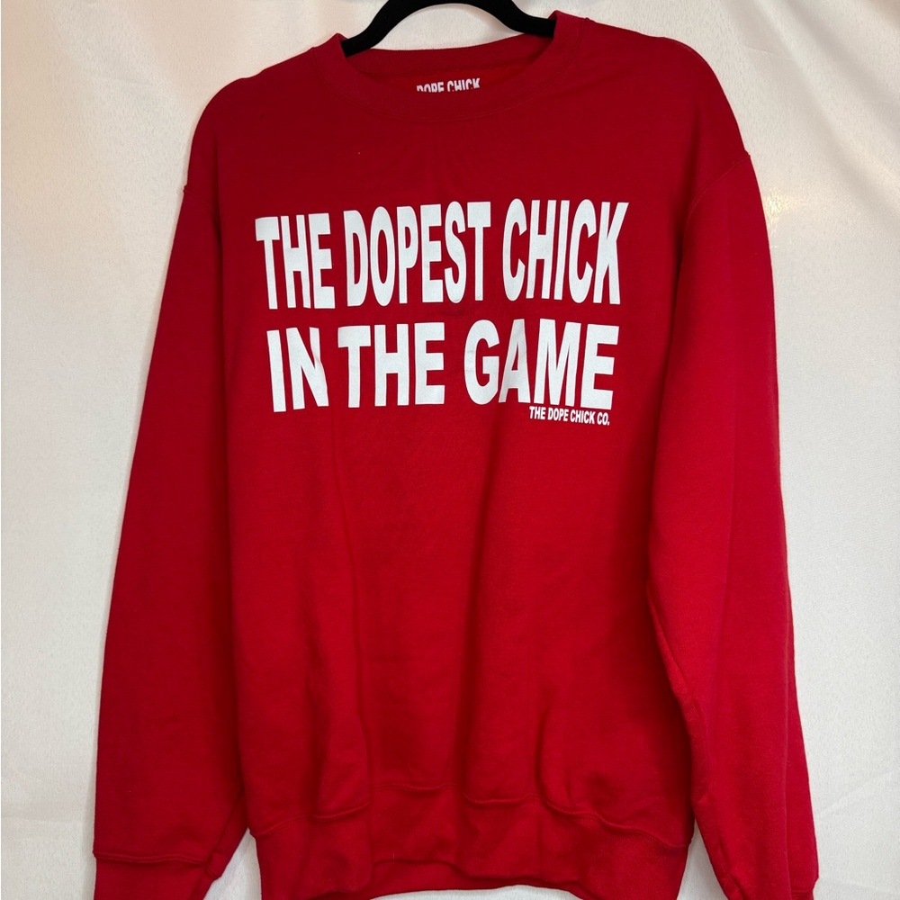 Red and White Pullover Sweatshirt Bold Statement